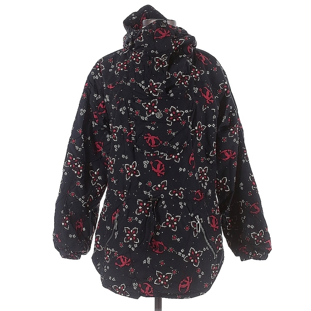 L.L. Bean Black and Red Puffer Jacket with Stand-Up Collar